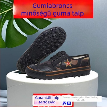 3537 Stílusú Munkavédelmi Cipő, Csúszásmentes, Kopásálló, Középmagas Vászoncipő Gumírozott Talppal
