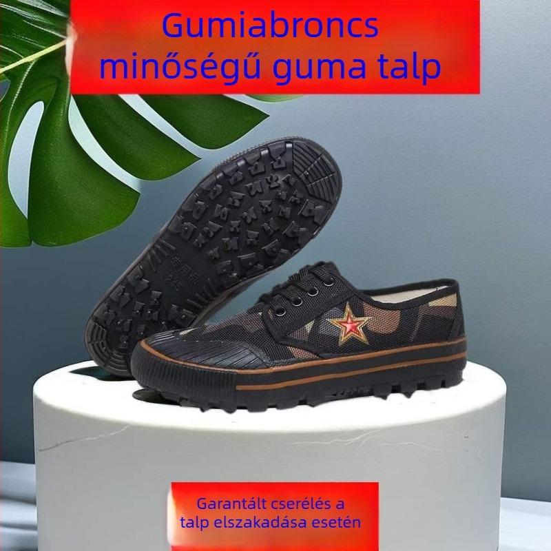 3537 Stílusú Munkavédelmi Cipő, Csúszásmentes, Kopásálló, Középmagas Vászoncipő Gumírozott Talppal