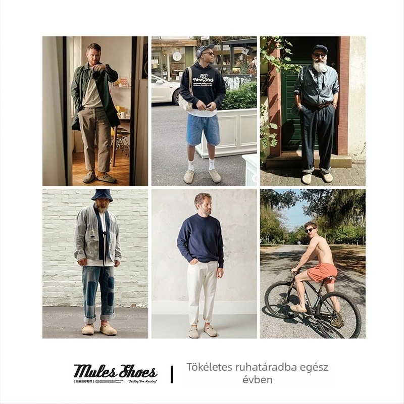 Maden Illustration Birkenstock férfi papucs – tavasz/nyár, casual slip-on zárt toe, EVA talp, nubuk felsőrész