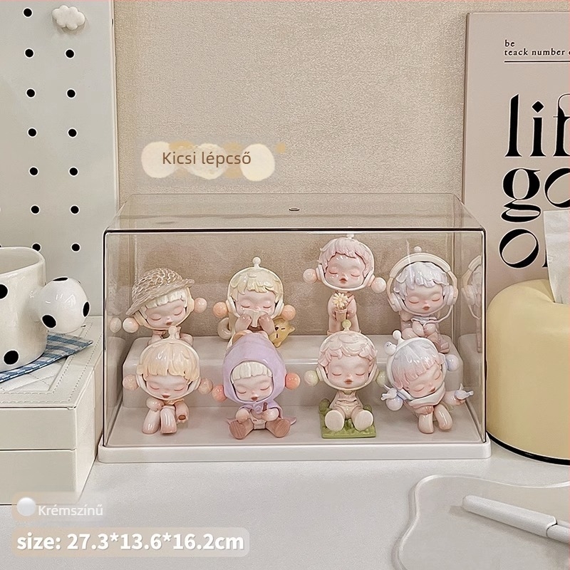 Figura tároló doboz – PET műanyag, porvédett kiállító doboz, 1 L kapacitás, CD-k és játékok számára, nappali, hálószoba, dolgozószoba