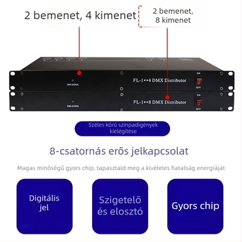 DMX jel erősítő és elosztó a színpadi világításhoz MX512 — 4/8 csatornás, Beam PAR fény transzceiver, márka Fuli