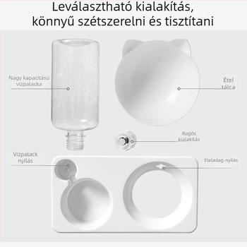 Két az egyben etető- és itatótál háziállatoknak: macska és kutya, automatikus vízellátással, PP anyag, Little One márka