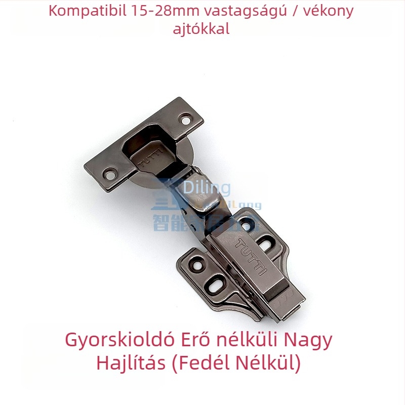 Szekrényajtó csukló turbina állítócsavarral, gyors montázs kazettával, 1 mm vas, stancolás
