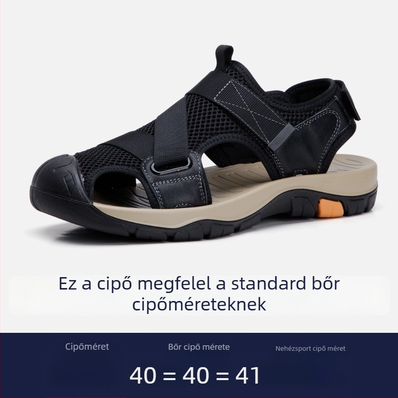 Férfi zártujjú szandálok, Aibao Luo, római stílus, felső rész háló, talp polirice
