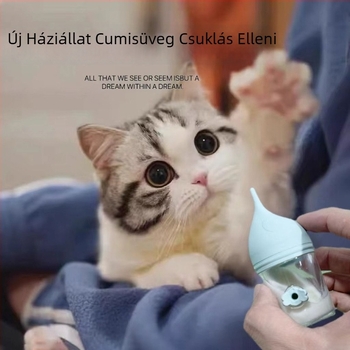 Macska etető üveg fulladás elleni védelemmel kiscicáknak és kölyökkutyáknak – kis méretű tejbimbóval
