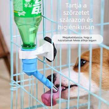 Háziállat itatófej - dupla fej, függő golyós dizájn, műanyag, palack-kompatibilis, automata etetés, márka Tutu