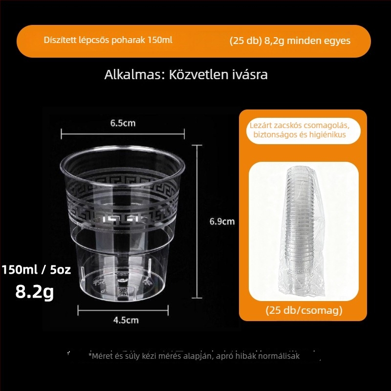 PS műanyag desszert pohár – egyszer használatos mousse pohár fagylalt és desszertekhez, ezüstös hot stamping, fedél nélküli, kapacitások 50ml 270ml 200ml