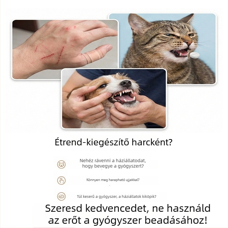 Push-típusú etetőedény macskáknak és kutyáknak, száraz/nedves táp kettős használatra, műanyag