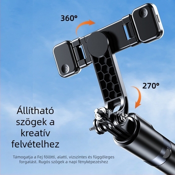 Selfie stick beépített állvánnyal (X6 kibővített változat) – rozsdamentes acél + ABS, Bluetooth távirányító, képstabilizáció, testreszabható