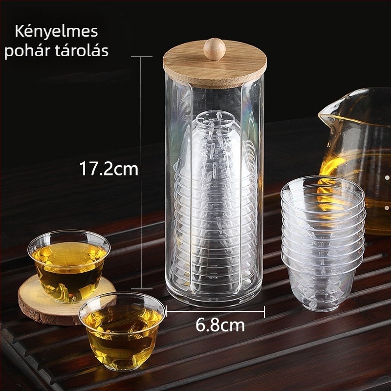 Egyszer használatos Kung Fu teás pohár, kerek, PS anyag, kapacitás kevesebb mint 100 ml, mikrohullámú sütőben nem használható