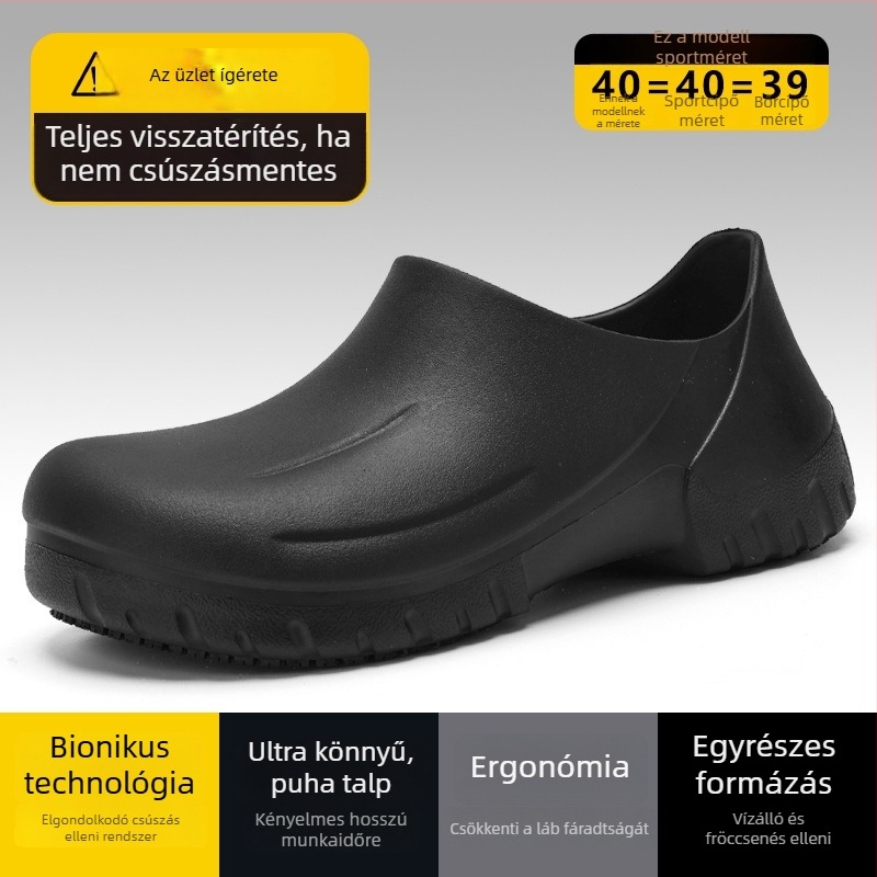 Uniszex konyhai munkacipő, EVA felsőrész és talp, vízálló, csúszásmentes, alacsony szárú, lapos sarok, modell cs1373