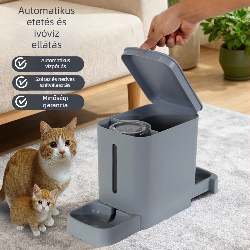 Automata víz- és etető tál macskáknak — ABS+PP, Squinting Pet márka, automata etető rendszer, macskáknak, okos funkció nélküli