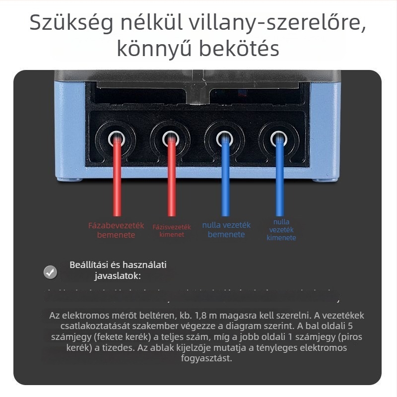 Digitális intelligens energia-mérő 220V, egyfázisú, lakossági felhasználásra