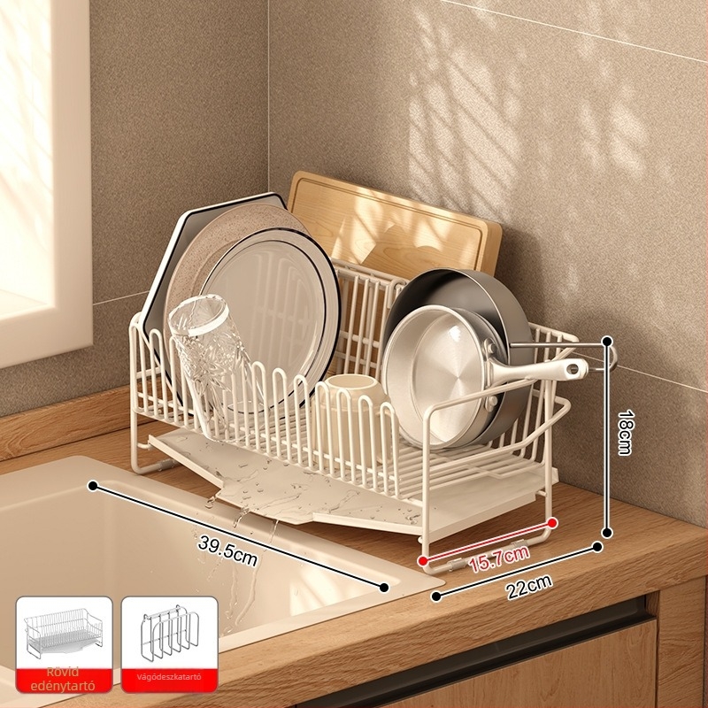 304 rozsdamentes acélból készült mosogató csepegtető polc, asztali kivitel, egyszerű és modern stílus