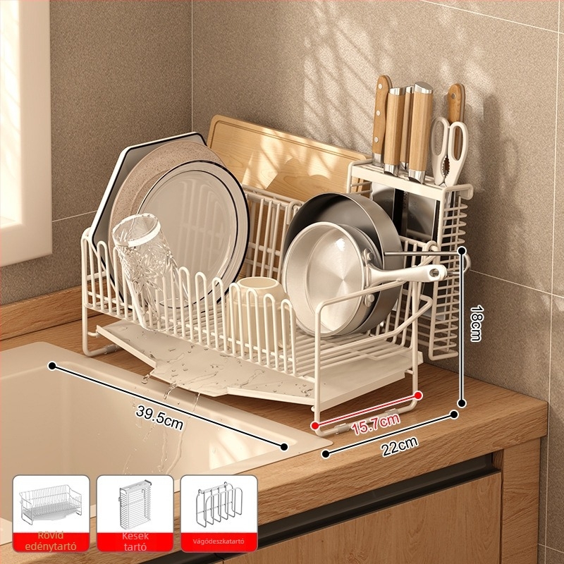 304 rozsdamentes acélból készült mosogató csepegtető polc, asztali kivitel, egyszerű és modern stílus