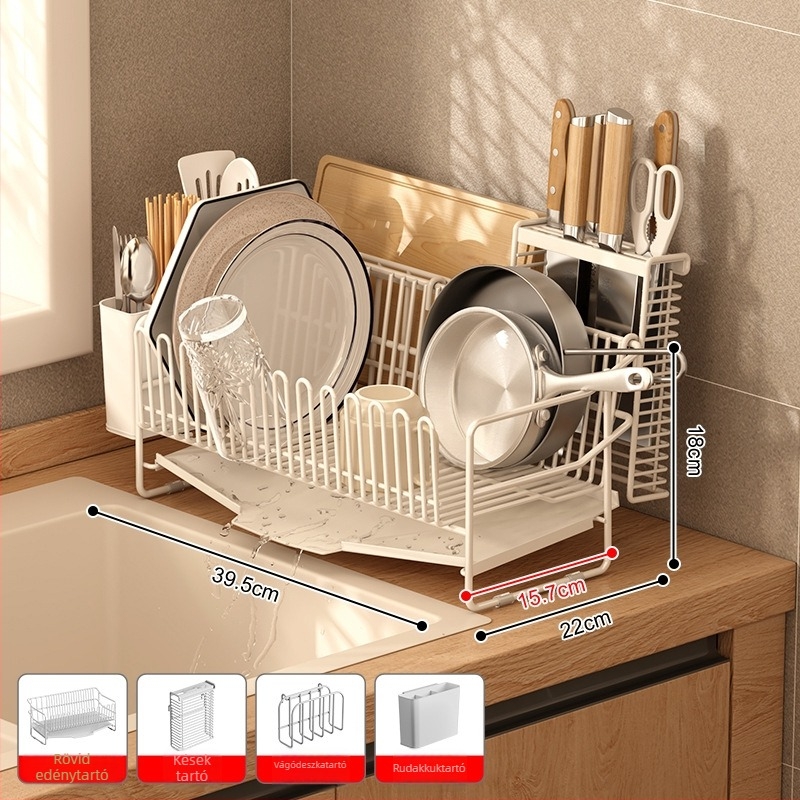 304 rozsdamentes acélból készült mosogató csepegtető polc, asztali kivitel, egyszerű és modern stílus