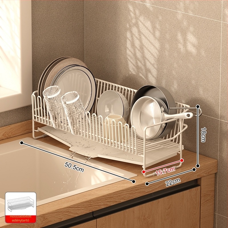 304 rozsdamentes acélból készült mosogató csepegtető polc, asztali kivitel, egyszerű és modern stílus