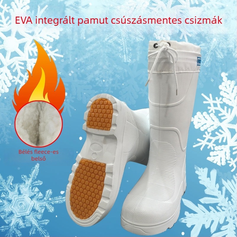 Unisex magas szárú esőcsizma, EVA felső rész, gumírozott talp, belső rövid plüss bélés
