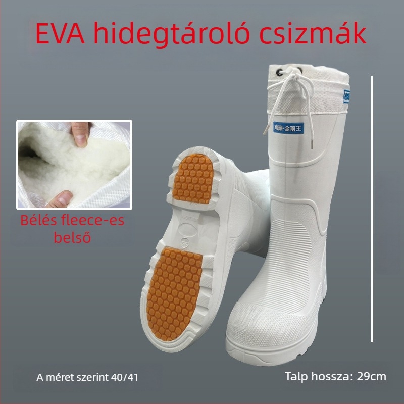 Unisex magas szárú esőcsizma, EVA felső rész, gumírozott talp, belső rövid plüss bélés