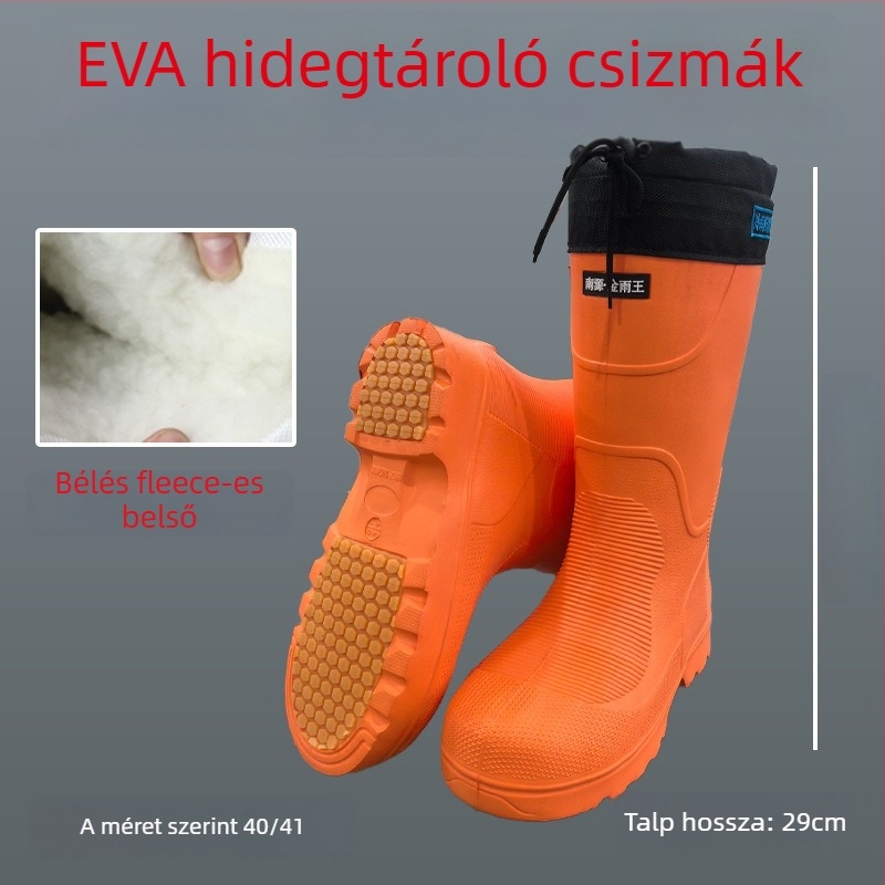 Unisex magas szárú esőcsizma, EVA felső rész, gumírozott talp, belső rövid plüss bélés