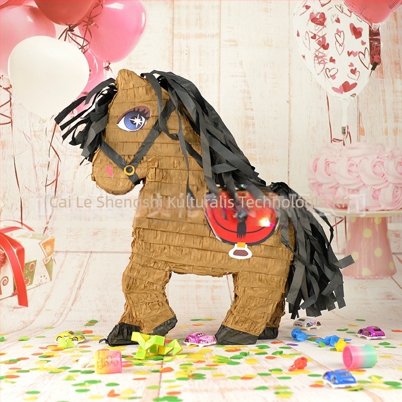 Ló témájú pinata dekoráció születésnapi bulira — papírból készült lógó dísz, rekvizit a színpad megtervezéséhez