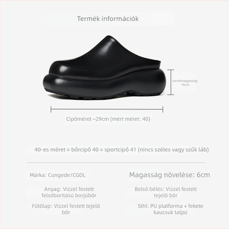 Férfi bőr Derby slip-on cipő 6 cm-es magasságot növelő, felsőrész első réteg marhabőrből, gumírozott talp, lélegző