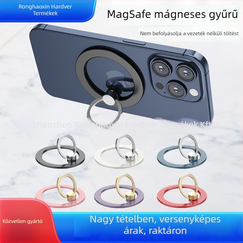 MagSafe gyűrűs tartó - ultra vékony, ötvözet, mágneses rögzítés, iPhone-kompatibilis
