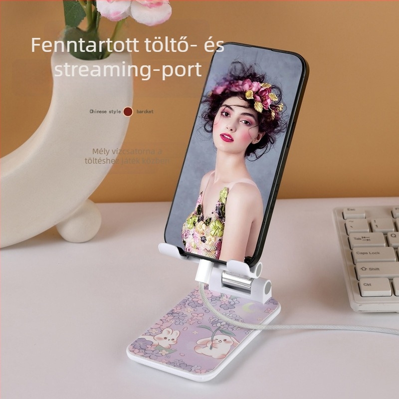 Asztali telefonállvány táblagépekhez, összecsukható és hordozható, műanyag kivitel