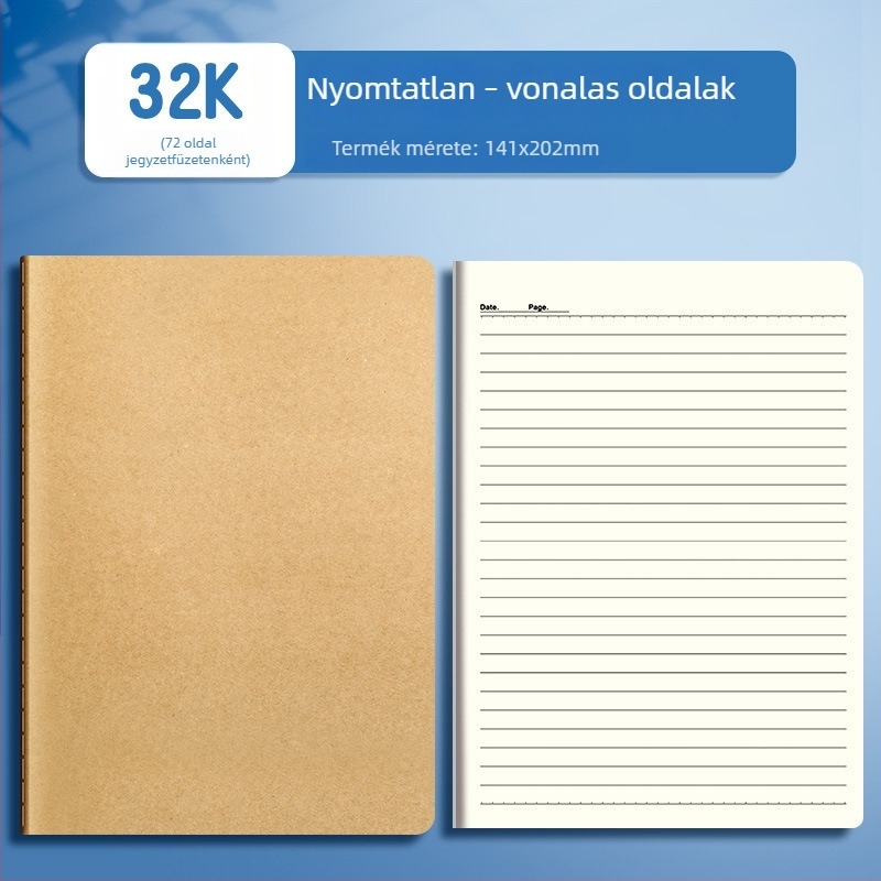 Nagy kötött notesz, üres, vonalas és rácsos oldalakkal, fehér papír, több mint 400 oldal, diákoknak és rajzoláshoz