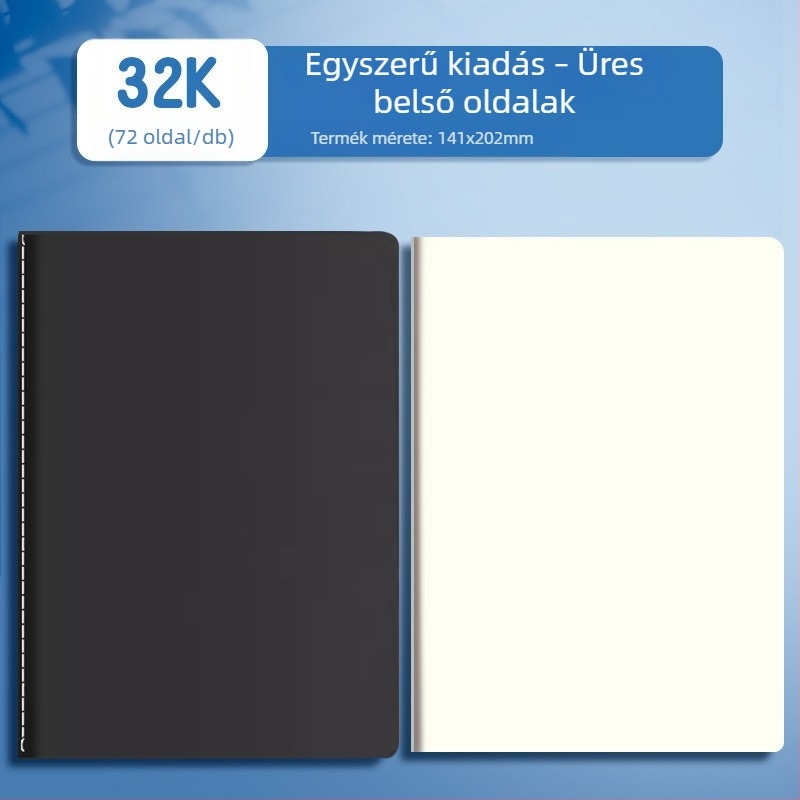 Nagy kötött notesz, üres, vonalas és rácsos oldalakkal, fehér papír, több mint 400 oldal, diákoknak és rajzoláshoz