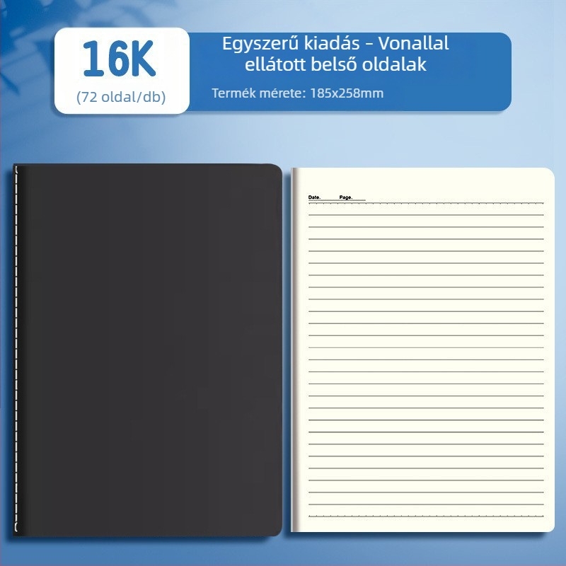 Nagy kötött notesz, üres, vonalas és rácsos oldalakkal, fehér papír, több mint 400 oldal, diákoknak és rajzoláshoz