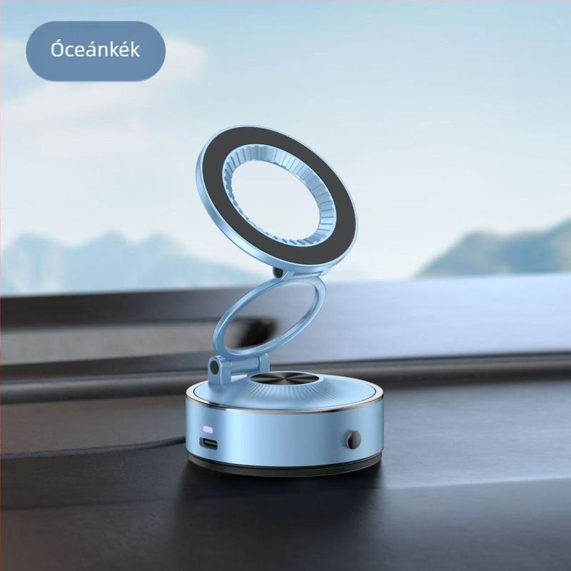 Autóshoz mágneses telefontartó vákuumos rögzítéssel – 360° forgás, összecsukható kialakítás, univerzális kompatibilitás