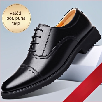 Férfi bőrcipő üzleti viselethez – felső rész marhabőrből, talp gumi, lélegző, csúszásmentes, kopásálló