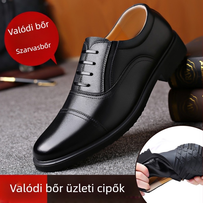 Férfi bőrcipő üzleti viselethez – felső rész marhabőrből, talp gumi, lélegző, csúszásmentes, kopásálló