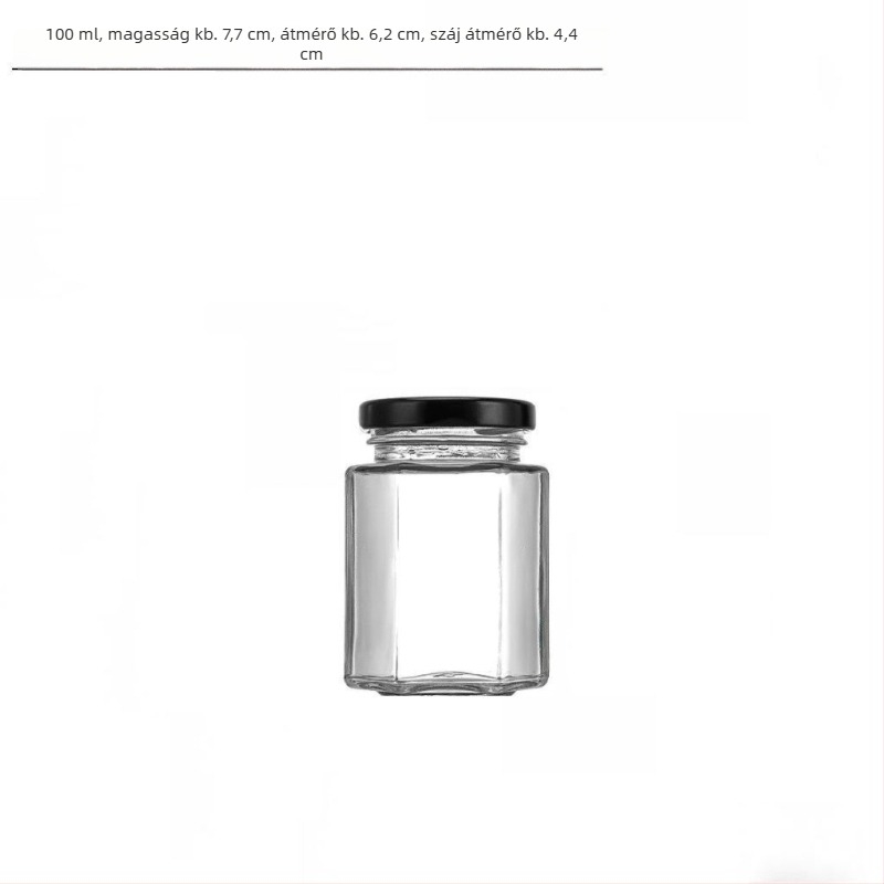 Élelmiszerbiztonságos, zárható hatszögletű üvegfedéllel, mézhez, chili szószhoz és citromlekvárhoz