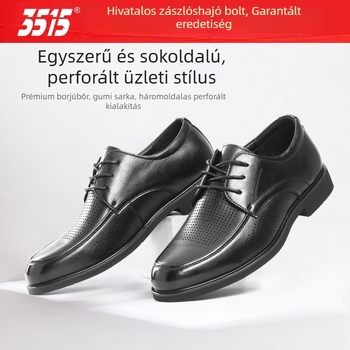 Férfi bőrcipő etnikus mintával, perforált, légáteresztő, gumitalp, nyár 2025