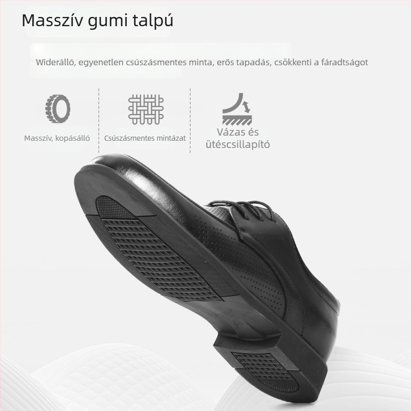 Férfi bőrcipő etnikus mintával, perforált, légáteresztő, gumitalp, nyár 2025