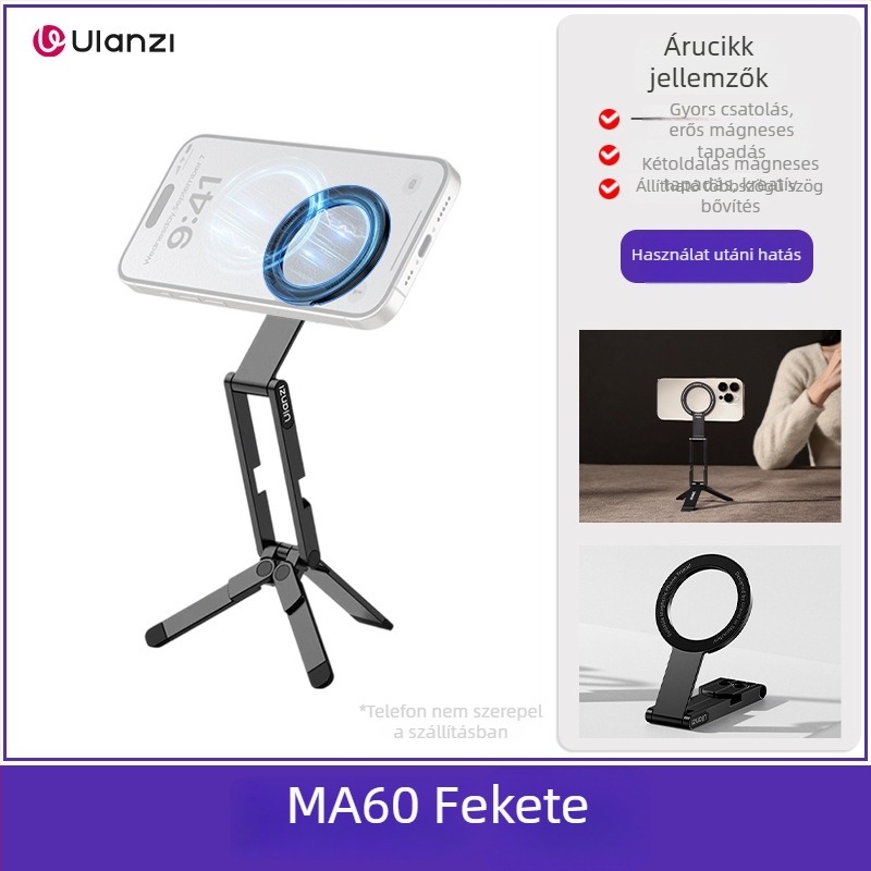 Mágneses telefonos tripod – alumínium ötvözet, univerzális állvány, rezgéscsökkentés