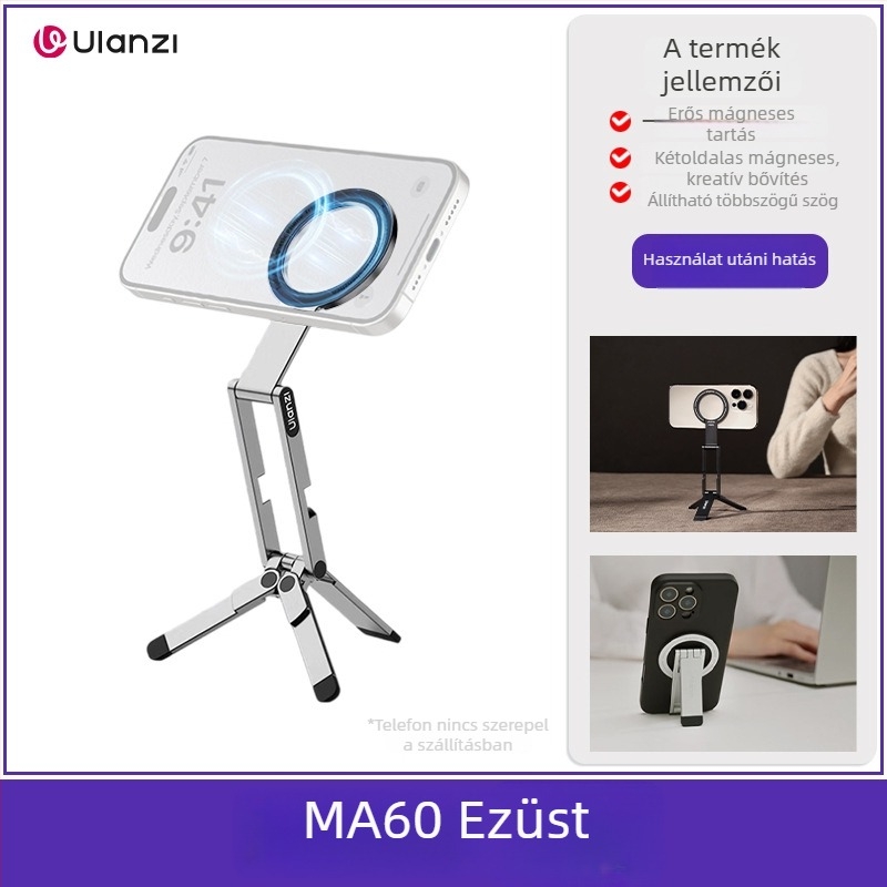 Mágneses telefonos tripod – alumínium ötvözet, univerzális állvány, rezgéscsökkentés