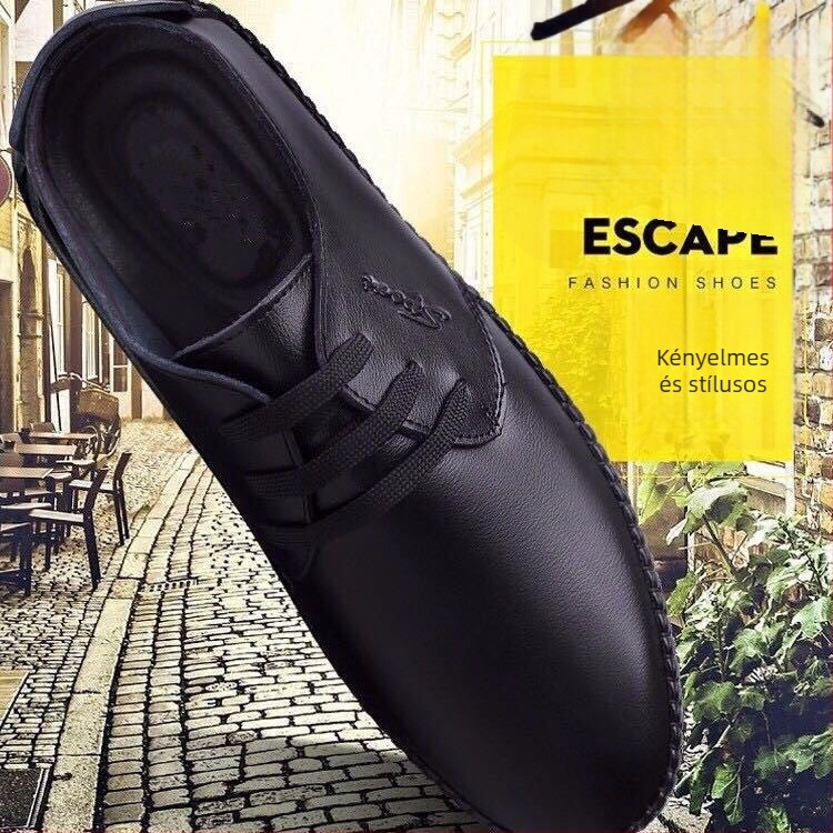 Férfi Bean Shoes PU bőrből, pánttal, kerek orr, lapos sarka – angol stílus üzleti-szabadidő