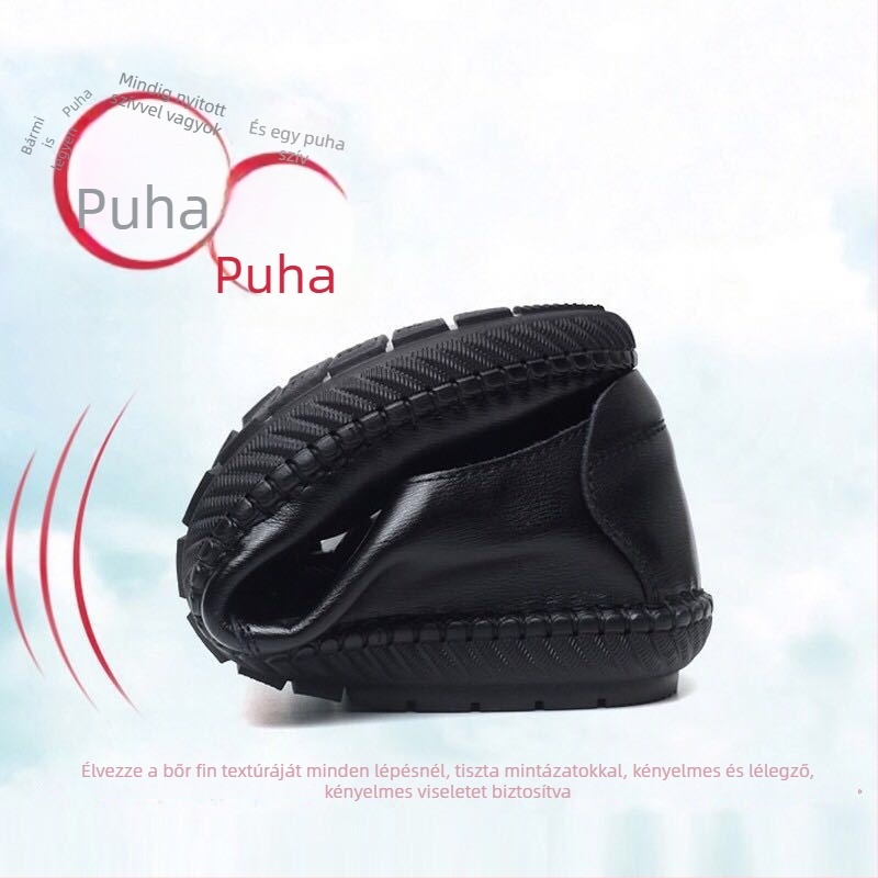Férfi Bean Shoes PU bőrből, pánttal, kerek orr, lapos sarka – angol stílus üzleti-szabadidő