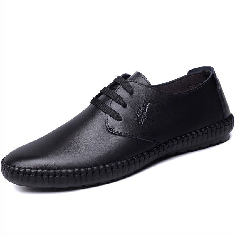 Férfi Bean Shoes PU bőrből, pánttal, kerek orr, lapos sarka – angol stílus üzleti-szabadidő