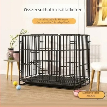 Összecsukható kutyaketrec toaletttal – vastag drótháló