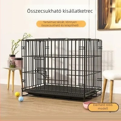 Összecsukható kutyaketrec toaletttal – vastag drótháló