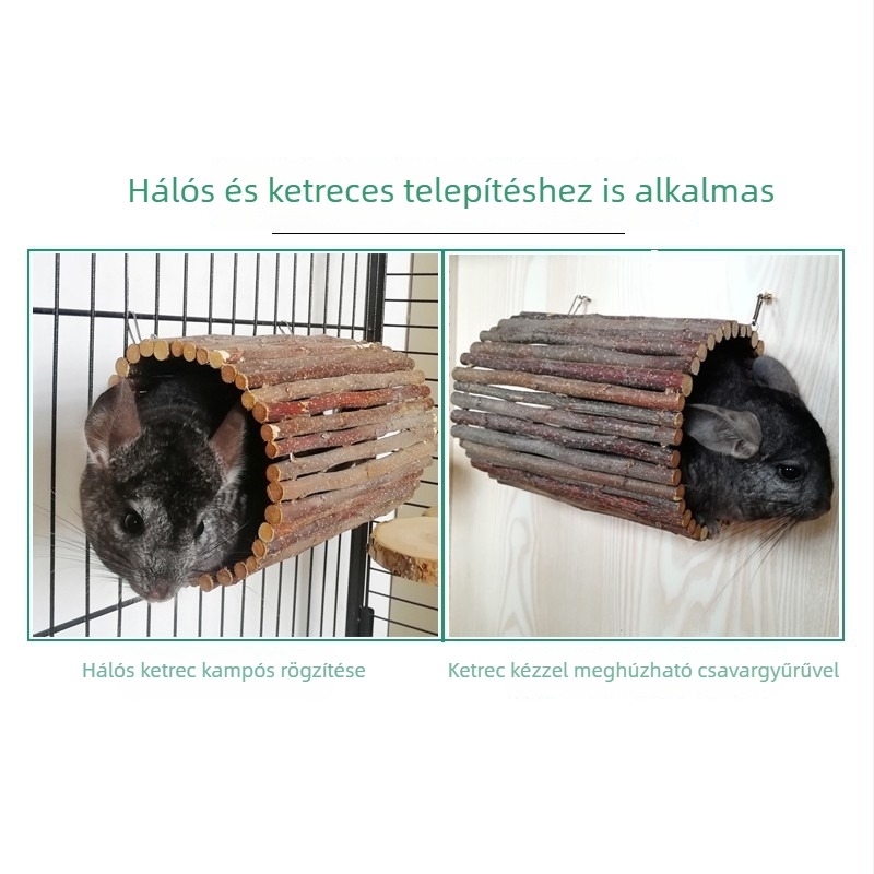 almából készült fa kiskedvencekhez: nyúllyukas játék, mókusfa alagút, tengerimalac játék és chinchilla fogzáshoz való játék