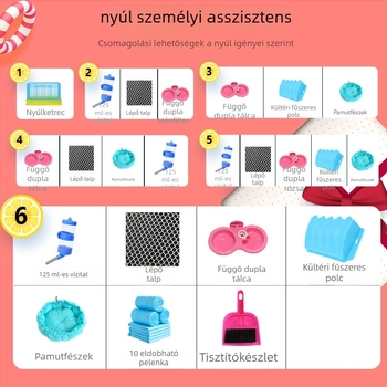 Többállat- ketrec vizeletfröccsenés elleni kialakítással nyulak, tengerimalacok és csirkék számára (Anyag: vasdrót; Termékszám: 001468; Kategória: Kisállat odú)