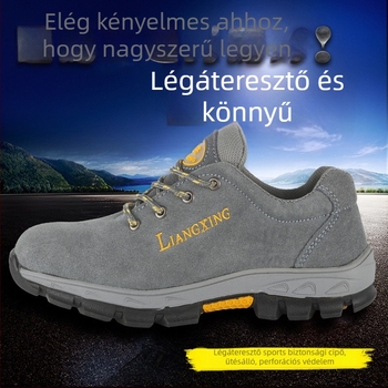 Acélorrú munkacipő, ütés- és áthatolásálló, olajálló, hőálló, velúr felsőrész