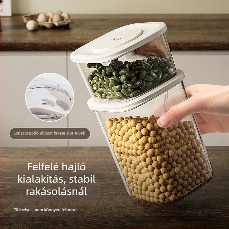 Zárható élelmiszertároló doboz konyhához – ovális PET tartály, 300 ml alatt, mikrohullámú sütőben használható, etnikai stílus