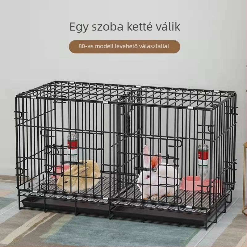 Kis- és közepes méretű kutyák, macskák és nyulak számára – ketrec beépített toalettel és belső kutyaodúval