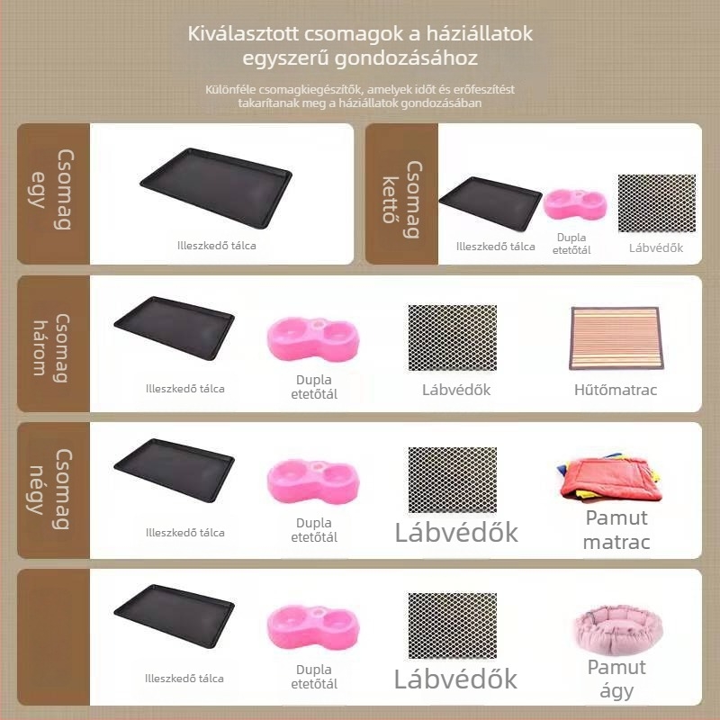 Kis- és közepes méretű kutyák, macskák és nyulak számára – ketrec beépített toalettel és belső kutyaodúval